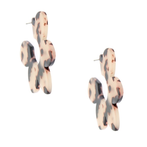 NEW Gold 50MM Flower Tortoiseshell Hoop Earrings - Picture 7 of 8